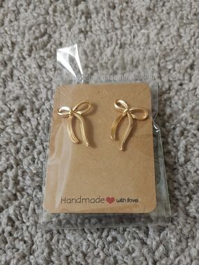 Gold Bow Stud Earrings
